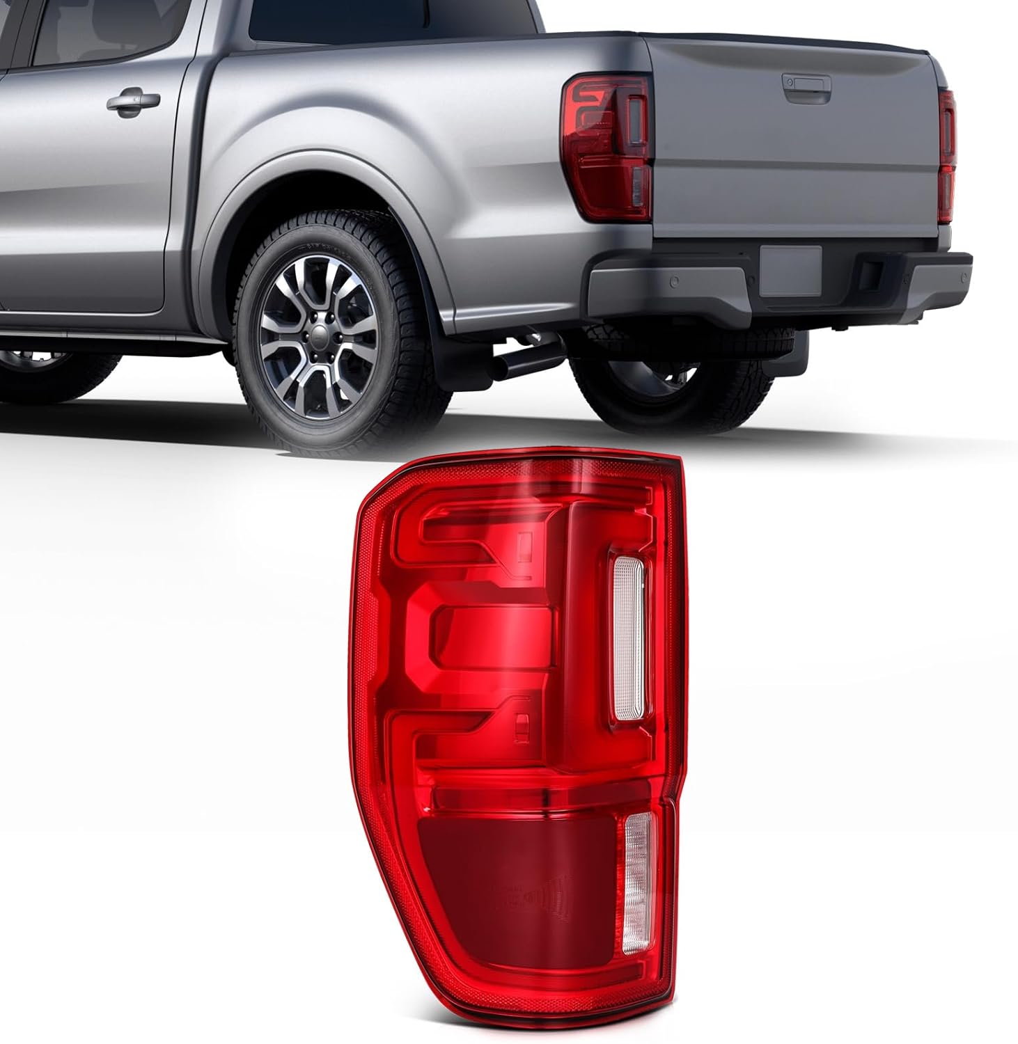 SCITOO Tail Light Assembly Fit 2019-2023 for ford Ranger Left Taillamp Red Clear Lens KB3Z13405G