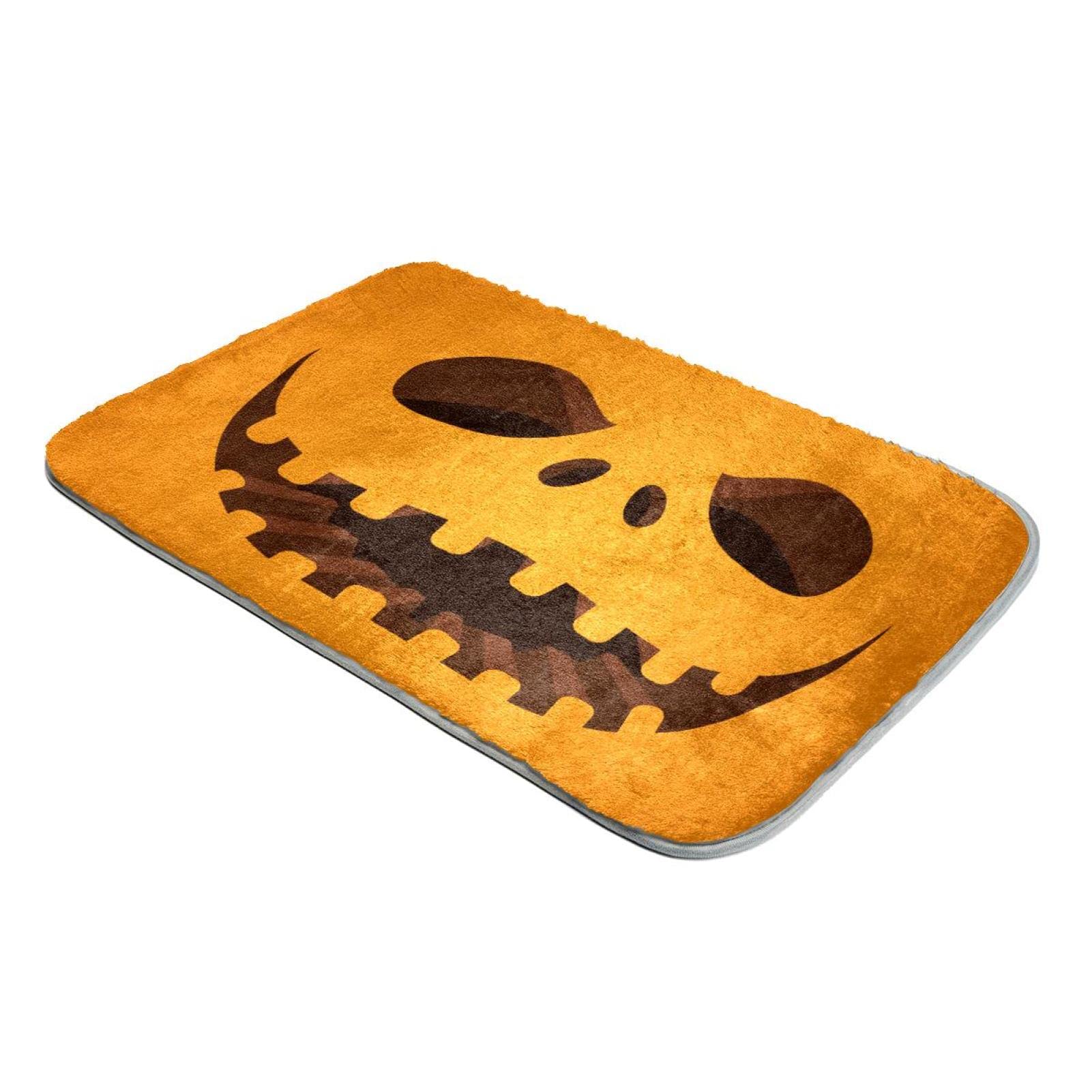 Tapis fausse fourrure ultra douce motif citrouille pour décoration Halloween