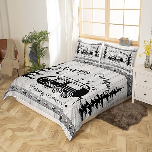 Miniatura 3 de Erosebridal Juego de ropa de cama con temática de campamento para niños, tamaño King, funda de edredón estilo granja para niños y niñas, funda de