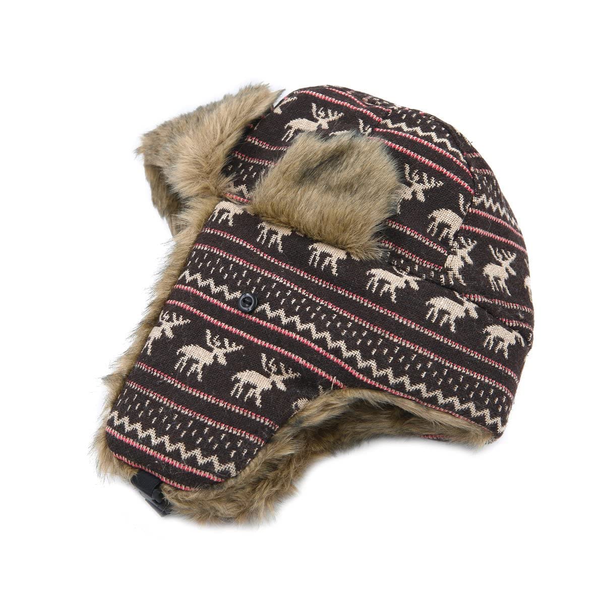 DevilBeanie Russian Warm Woolen Winter Cap Soft Snow Cap for Men and Women with Ear Flaps (Black)(Multicolor) (Pack of 1)