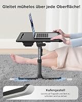 SAIJI XXL Laptop Asztal Magasságállítható Ágyhoz Fiókkal Fekete 9