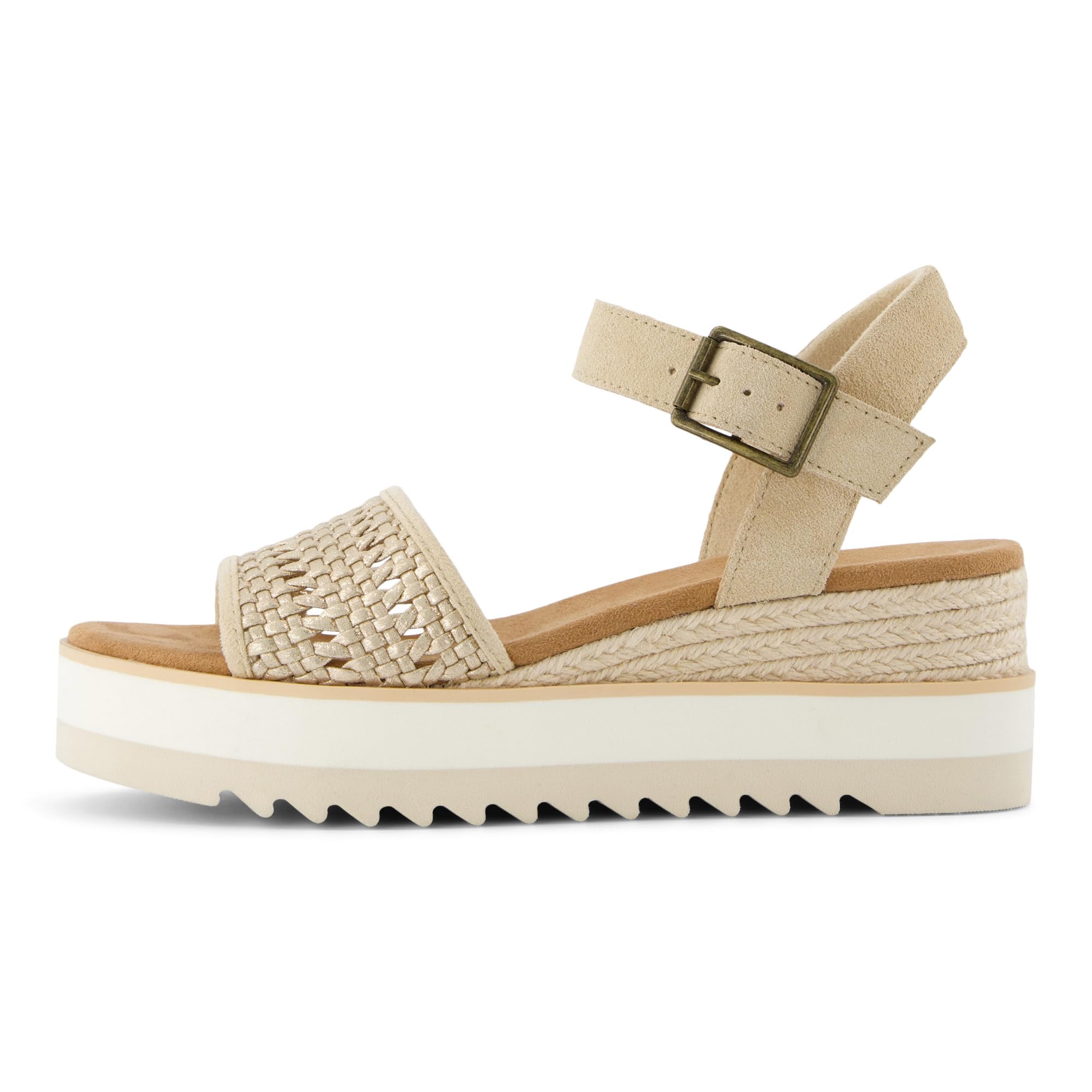 TOMS Women's Diana Sandal, Champagne Metallic Basket Weave Suede, 42 EU