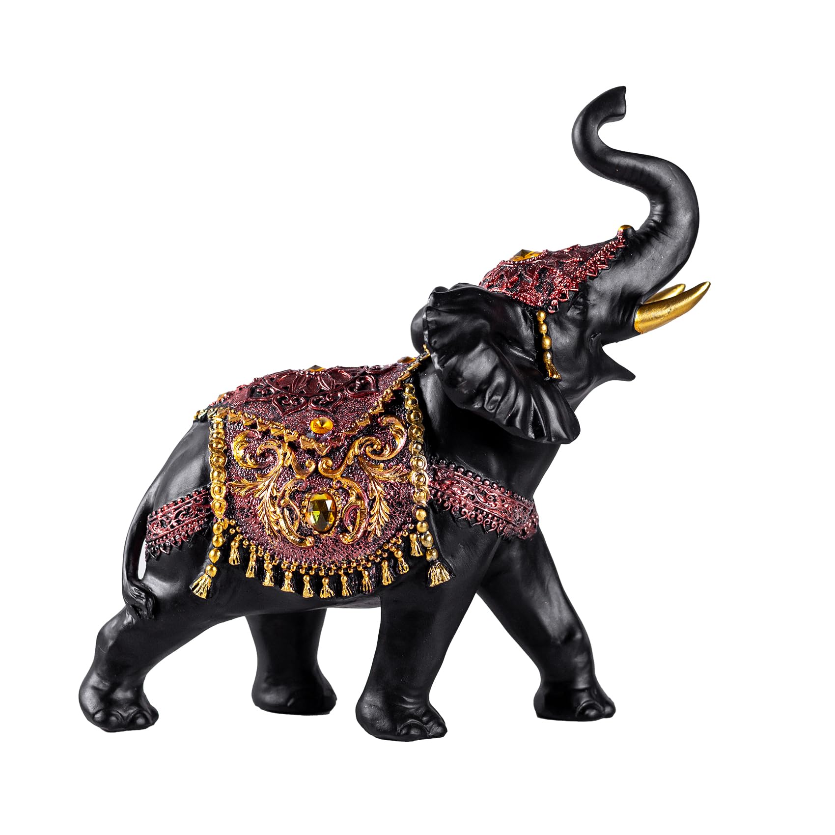 Statuette éléphant noire et dorée : sculpture chic de 23cm pour salon élégant