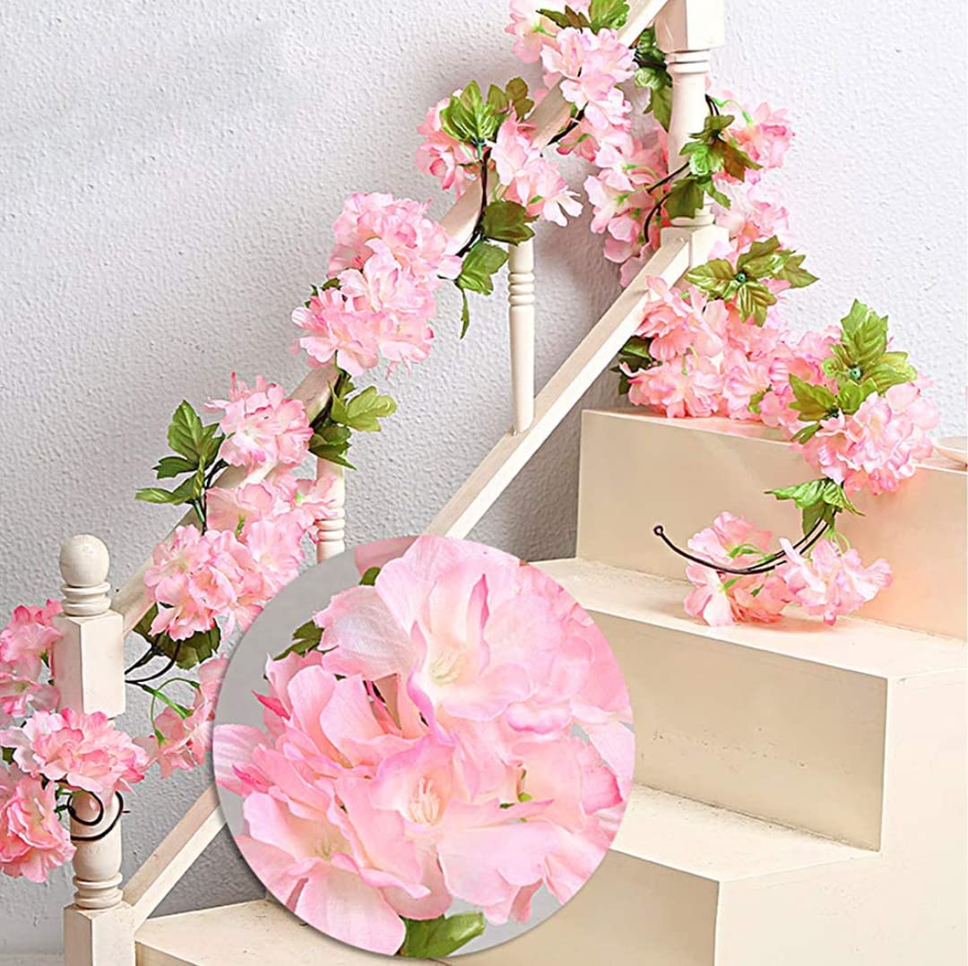 Sponsored Ad - VRB Dec 2 Pcs Artificial Flowers Vine Silk Carnition Garland Fake (6 ft Long) Flowers Silk Roses Garland for Wedding Decorations Christmas Garden Wall Valentine Decoration (Shaded Pink)