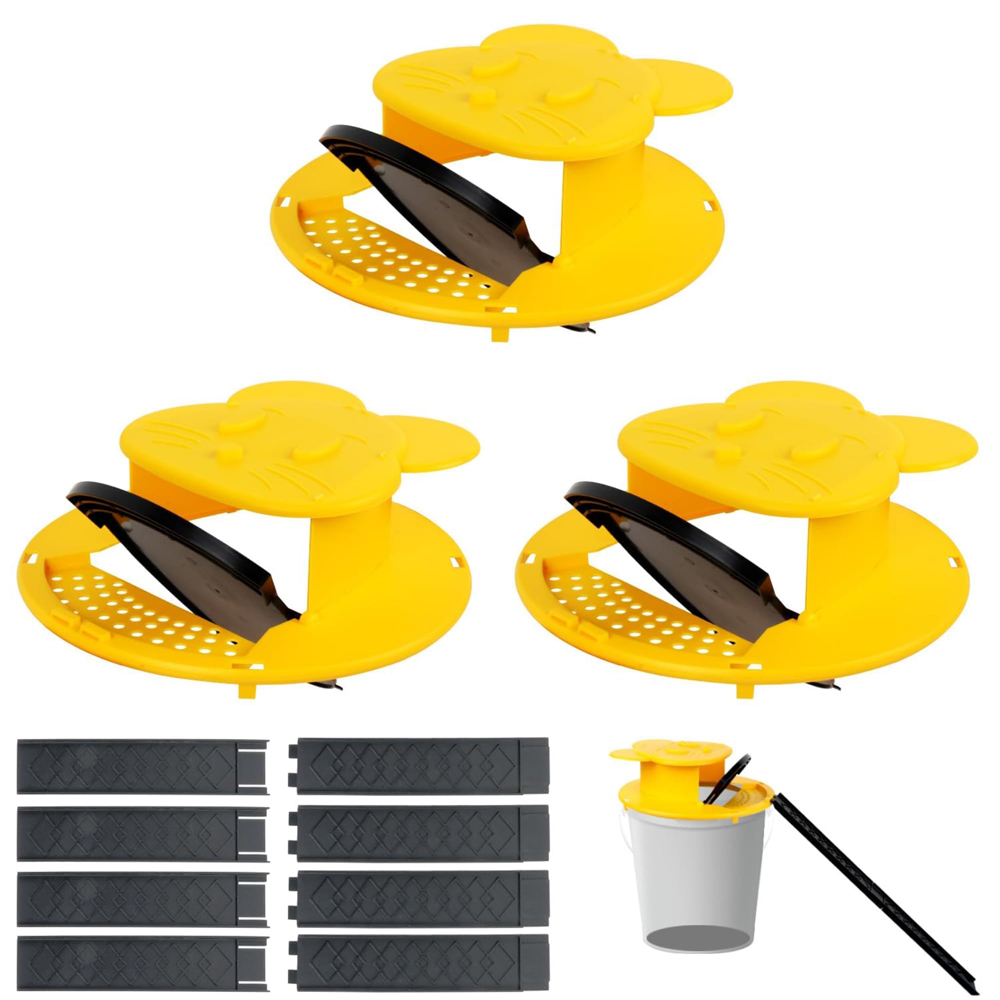 3pc Bucket Mouse Trap - Mouse Traps Indoor for Home - ABS Material | Multi-Catch, Auto-Reset, Humane or Lethal Rat Trap, No Chemicals or Glue Needed