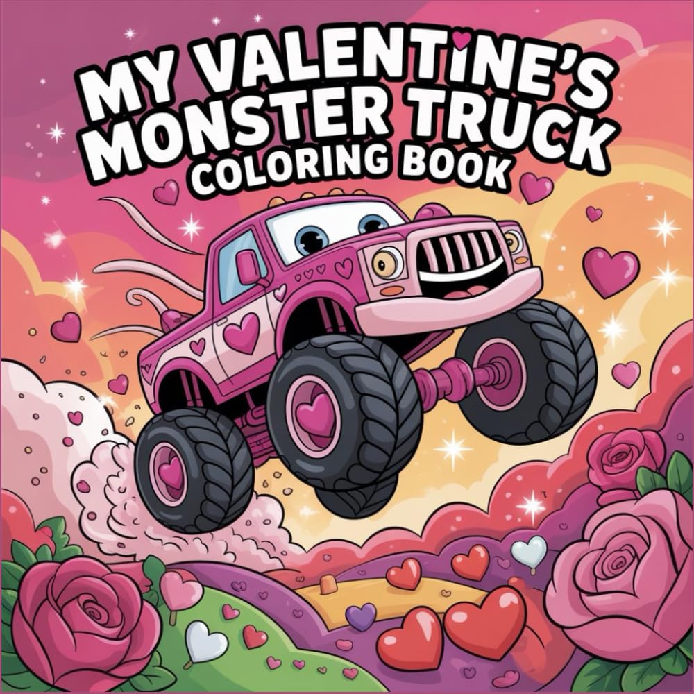 My Valentine’s Monster Truck Coloring Book: Playful Designs with Big Trucks, Sweet Hearts, and Friendly Pals