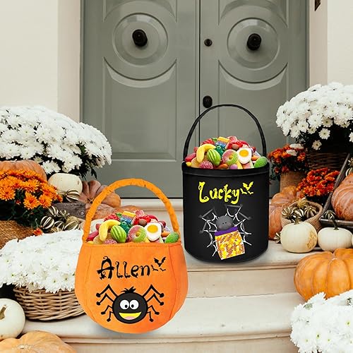 Miniatura 5 de Roseshore Cubos personalizados de Halloween para pedir dulces o trucos, cesta de Halloween personalizada con nombre para niños, bolsas de Halloween