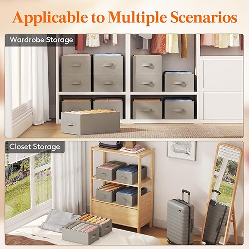 Miniatura 8 de Lifewit Organizador de ropa, organizadores de jeans para armario con tablero de soporte, 6 compartimentos, plegable, cajón de almacenamiento de 16.5