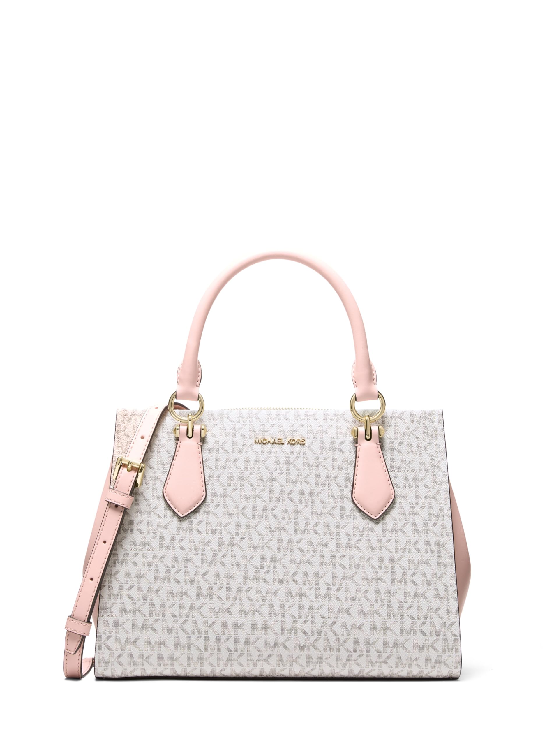 Michael Kors Marilyn Medium Satchel, goldfarbene Hardware/MK Signature/Powder Blush Multi