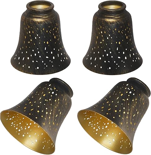 Miniatura 8 de Globos de repuesto para ventilador de techo, paquete de 4 globos de repuesto con patrón de crisantemo y adaptador de 1-5/8", ALUCSET de 4.5