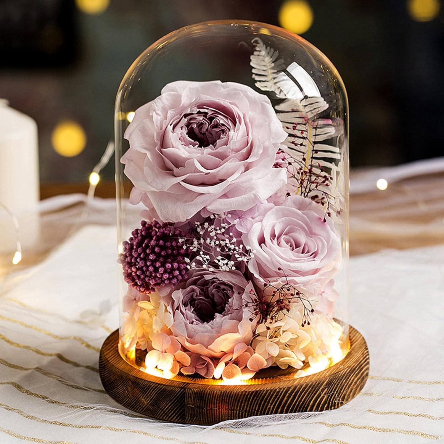 Preserved Fresh Flower Glass Cover Finished Rose Wholesale Valentine's Day Gift Flowers Preserved Fresh Flower Gift Box
