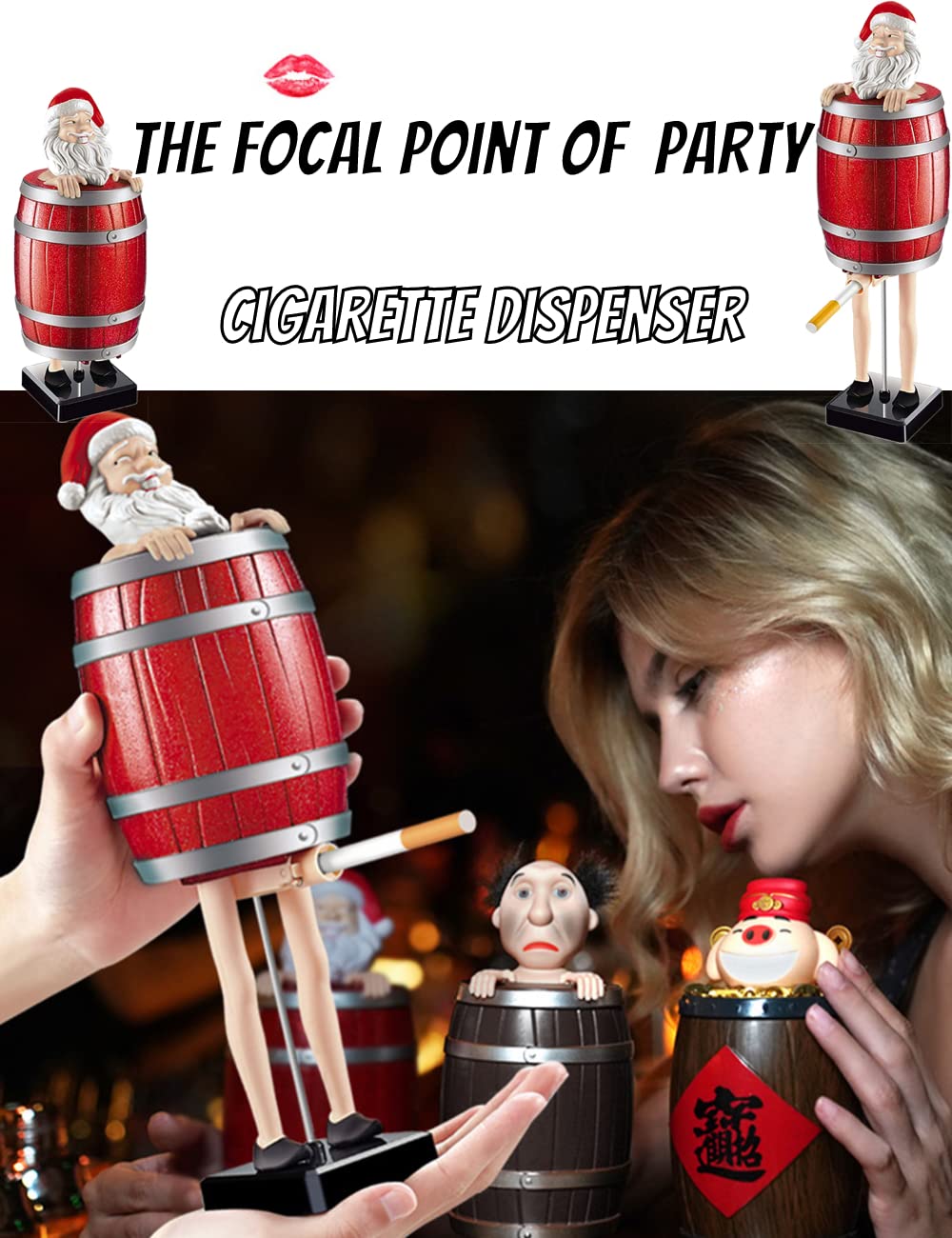 AZURAOKEY 3 Scatole Creative Per Sigarette, Divertente Babbo Natale Nel
