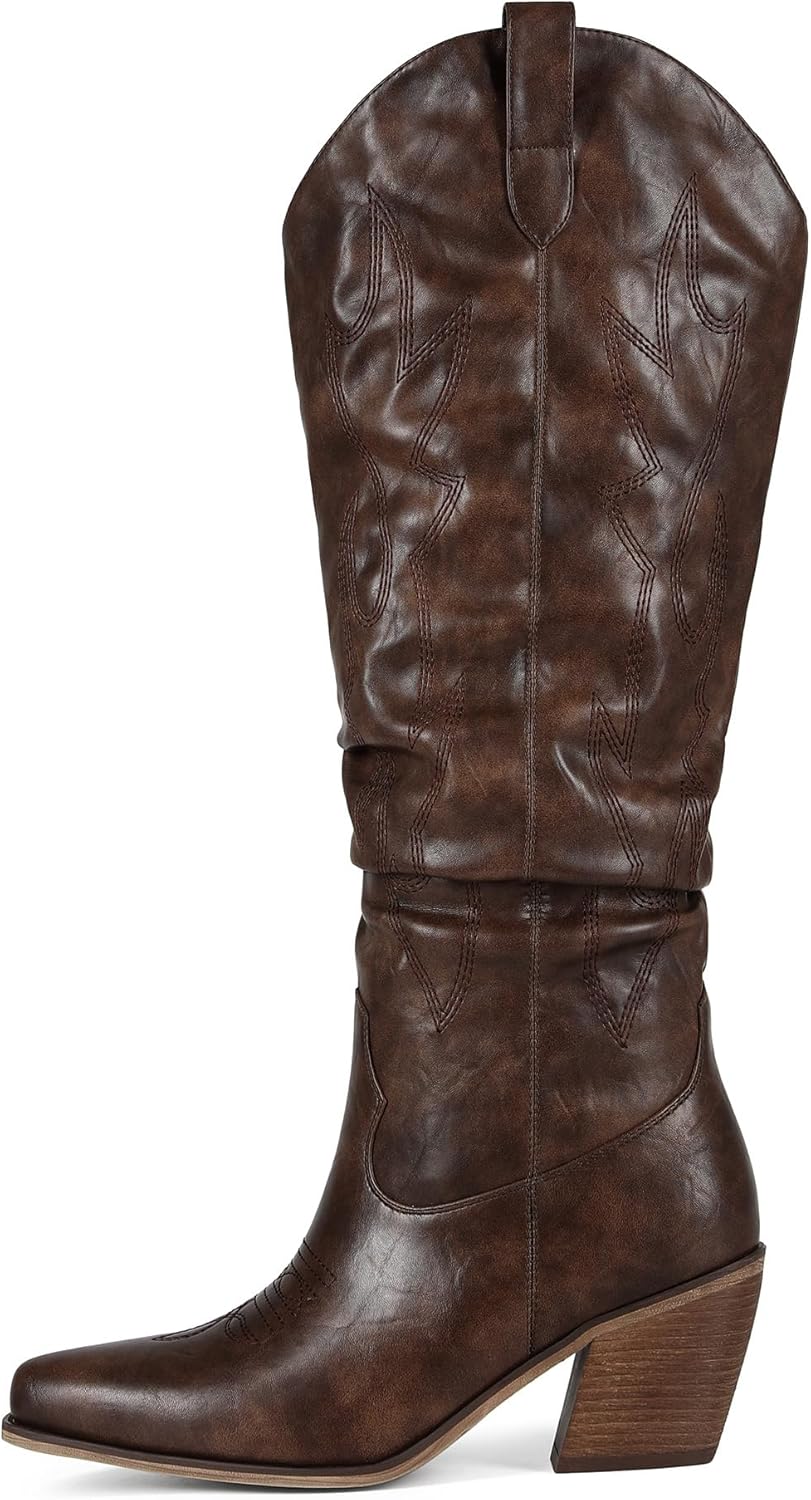 Cowboy Boots for Women Slouchy Knee High Cowgirl Boots Pointed Toe Western Cowboy Pull on Boot Fall Winter Boots - Image 3