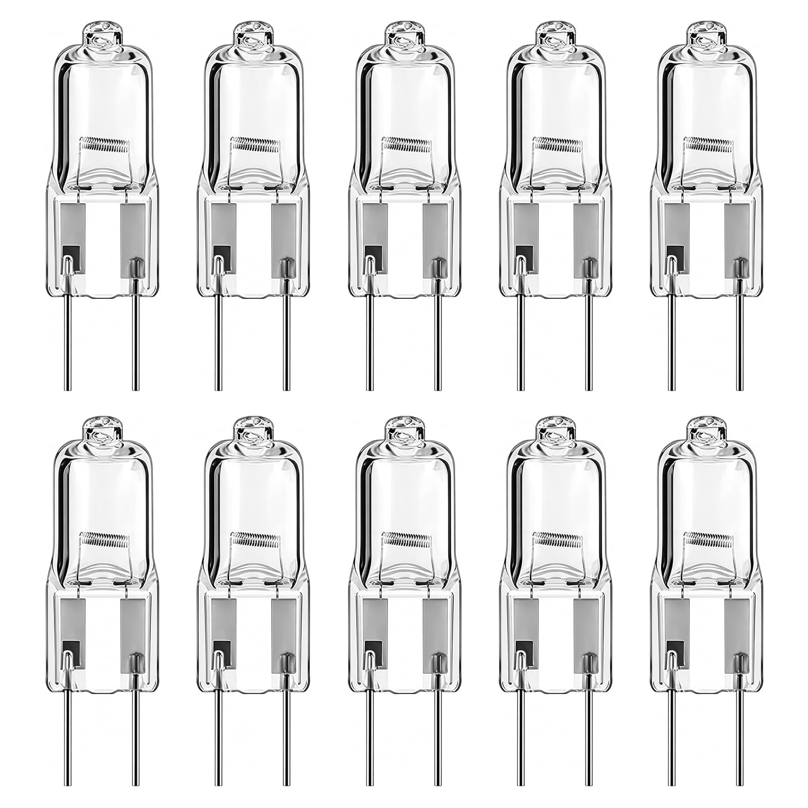 10 Pack GY6.35 Halogen Bulb 12V 35W, G6.35 Halogen Bulb AC DC Dimmable Warm White 2700K Bi Pin Capsule Light 360 Degree Beam Angle Ceiling Cabinet Lamp Desk Chandelier Landscape Lighting Replacement