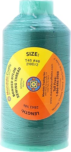 Miniatura 149 de Mandala Crafts Hilos de coser resistentes de nailon consolidado, hilo para tejer jeans de cuero, hilos de tapicería marina al aire libre, Beige