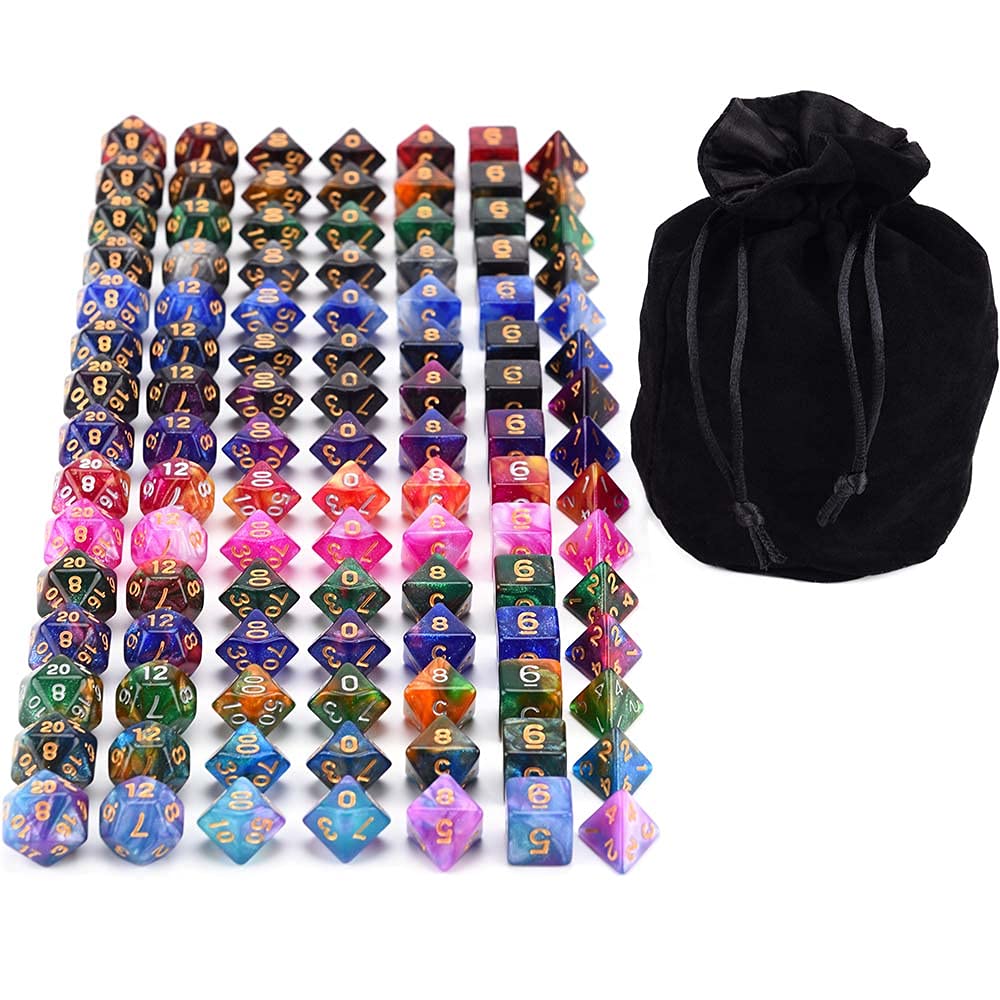 ZX 10. 5 PZ. Dice polyhedral Nebula 15 Colori per Giochi da Tavolo da Gioco DND. Dice Collector.Y212. (Color : Black)