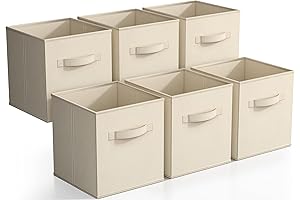 Sorbus 6 Pack Beige Cube Storage Bins Organizer Collapsible Fabric Box