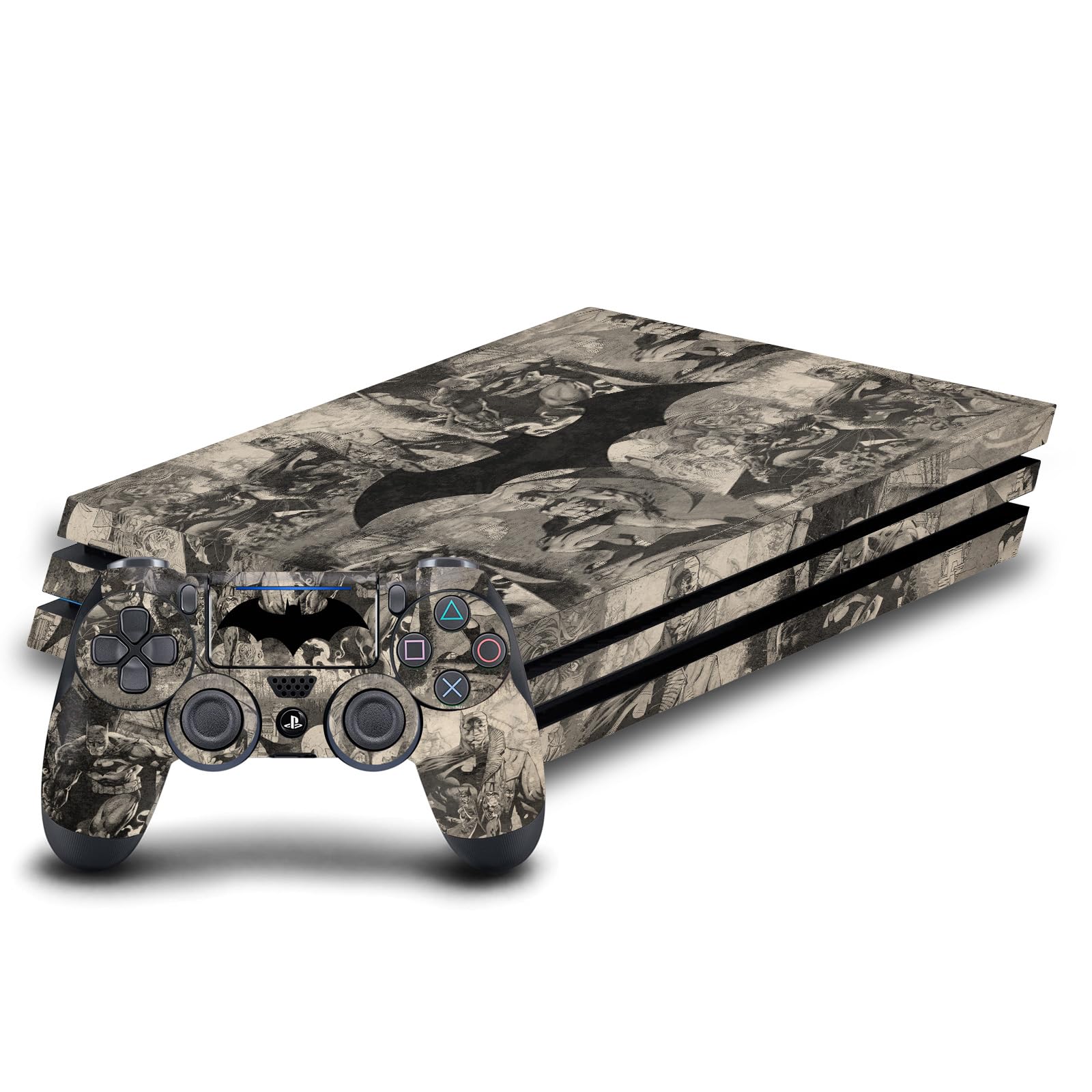 Head Case Designs Licenza Ufficiale Batman DC Comics Collage Invecchiato Loghi E Fumetti Vinile Sticker Gaming Pelle Adesivo Compatibile con Sony PlayStation 4 PS4 Pro Console & DualShock 4 Controller