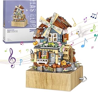 Music Box Mini Building Block Set (799 Pcs), Summer Theme Windmill House, Suitable for The Office, Home Window Ornaments, Good Choice for Children and Adults Birthday Gifts.