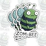 3 Pcs Zom-Bee Sticker – Funny Zombie Bee Pun Vinyl Decal for Water Bottle, Laptop, Helmet, Notebook, Car, Horror Cute Cartoon Sticker Gift Halloween – 3 Inch