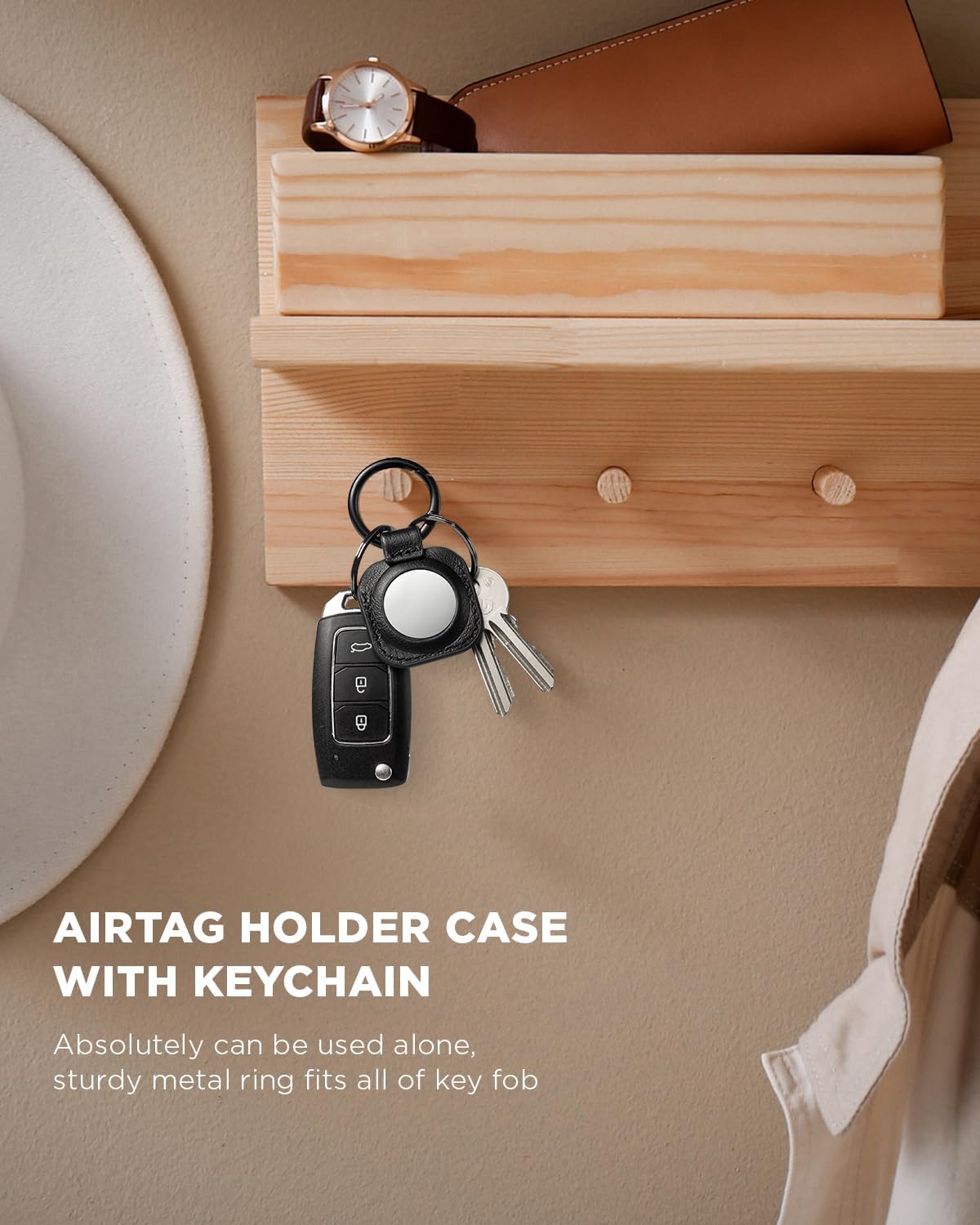 VULKIT Airtag Wallet with Keyring Mens Pop up Credit Card Wallet with Air Tag Holder Trifold ID Window RFID Blocking（Black） - Image 7