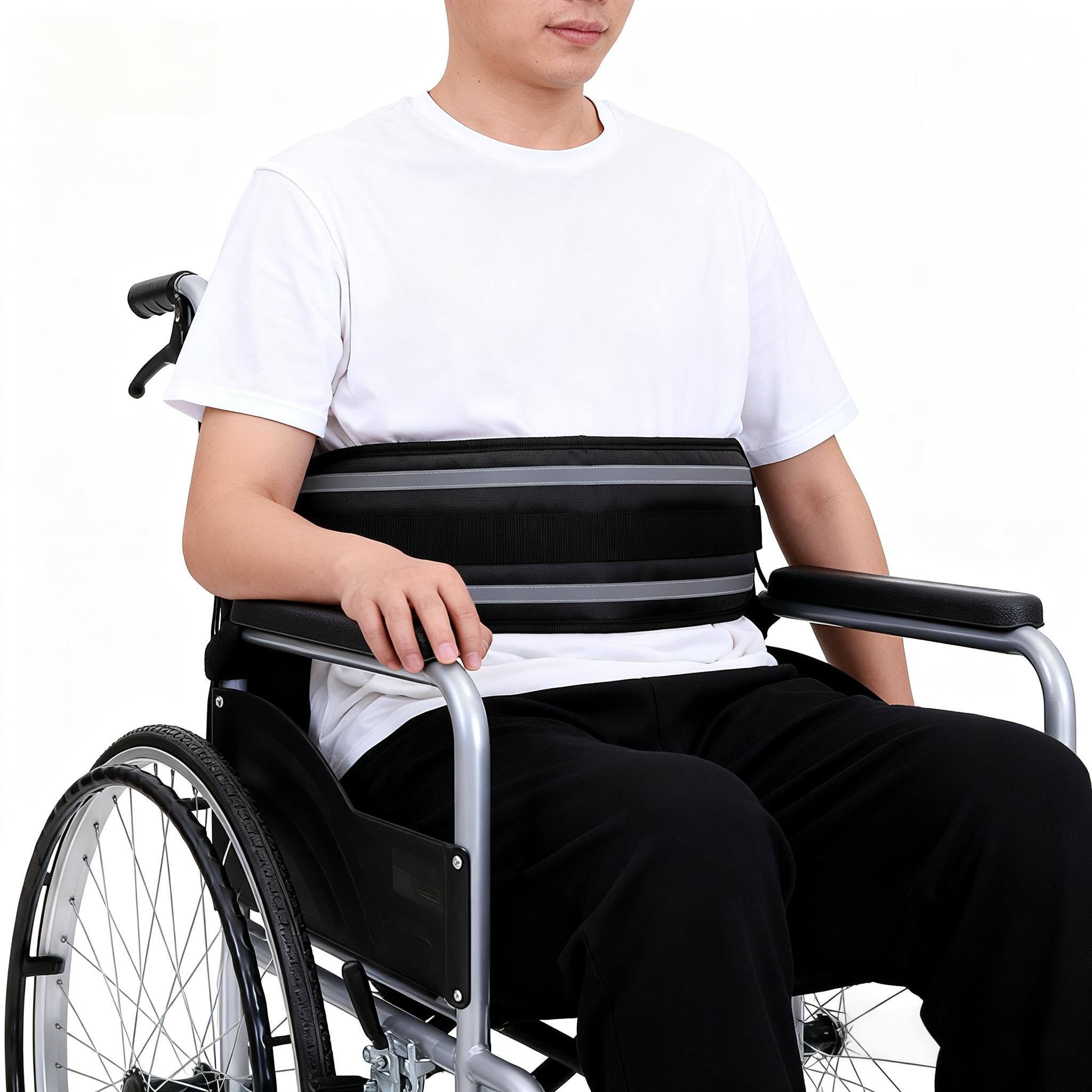 Cinturón de seguridad para silla de ruedas para adultos, cinturón de seguridad para ancianos y personas mayores, correa de seguridad ajustable para silla de ruedas, arnés de sujeción para silla y cama