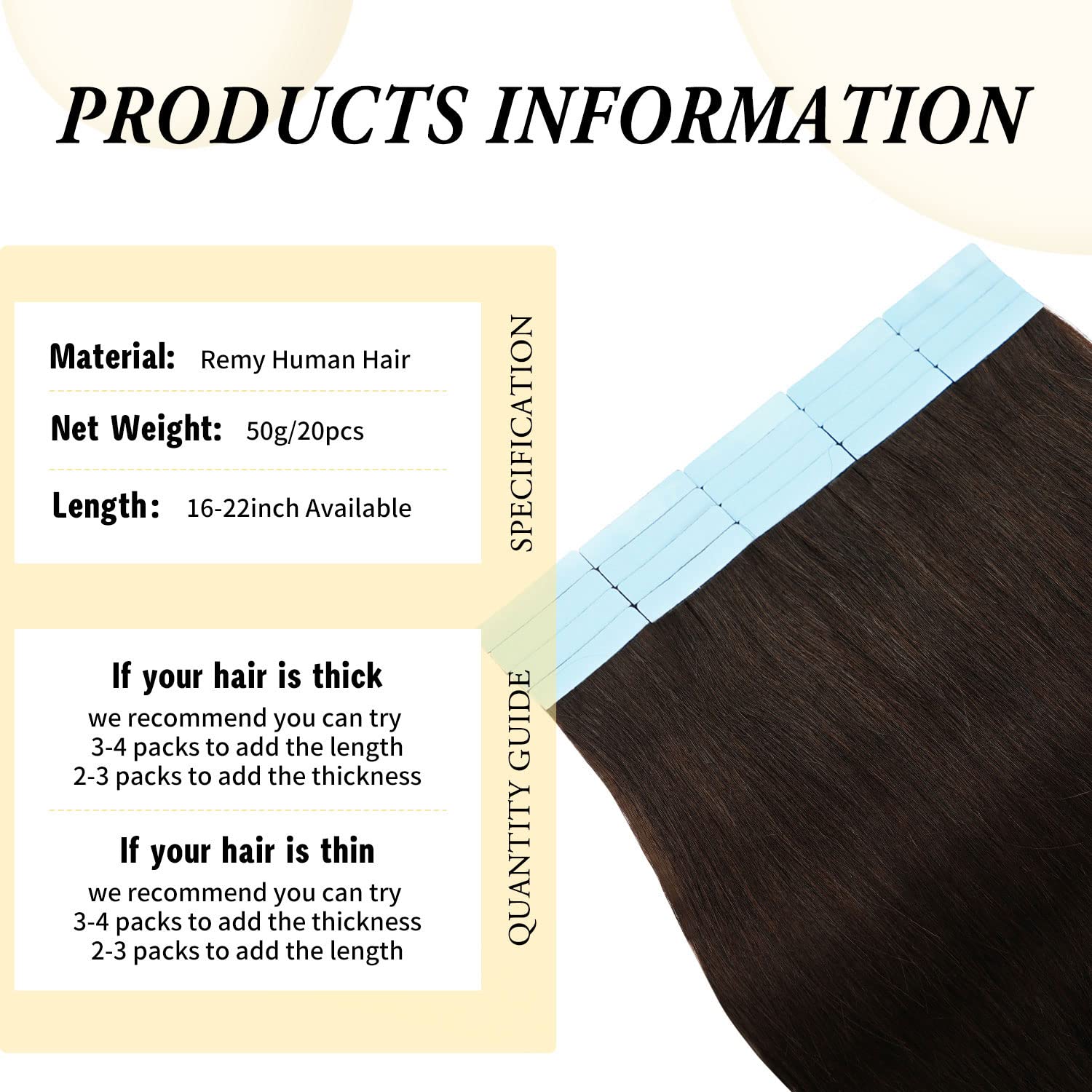 Real Human Tape In Hair Extensions (22 pcs) Tape In Remy Human Hair Extensions Grade 8A Colour # 8/22  main image 3