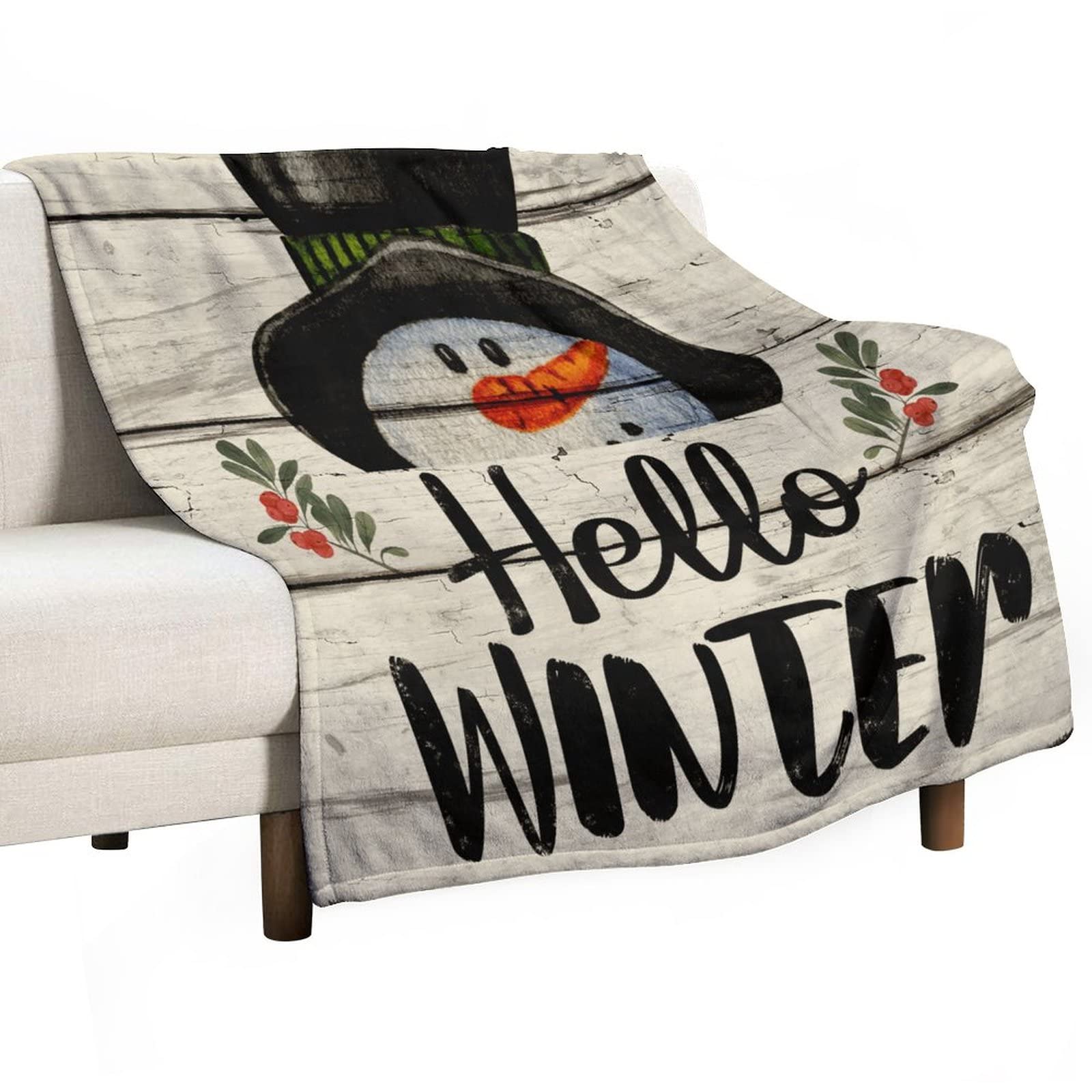 Couverture de canapé rustique en flanelle double face flocon de neige