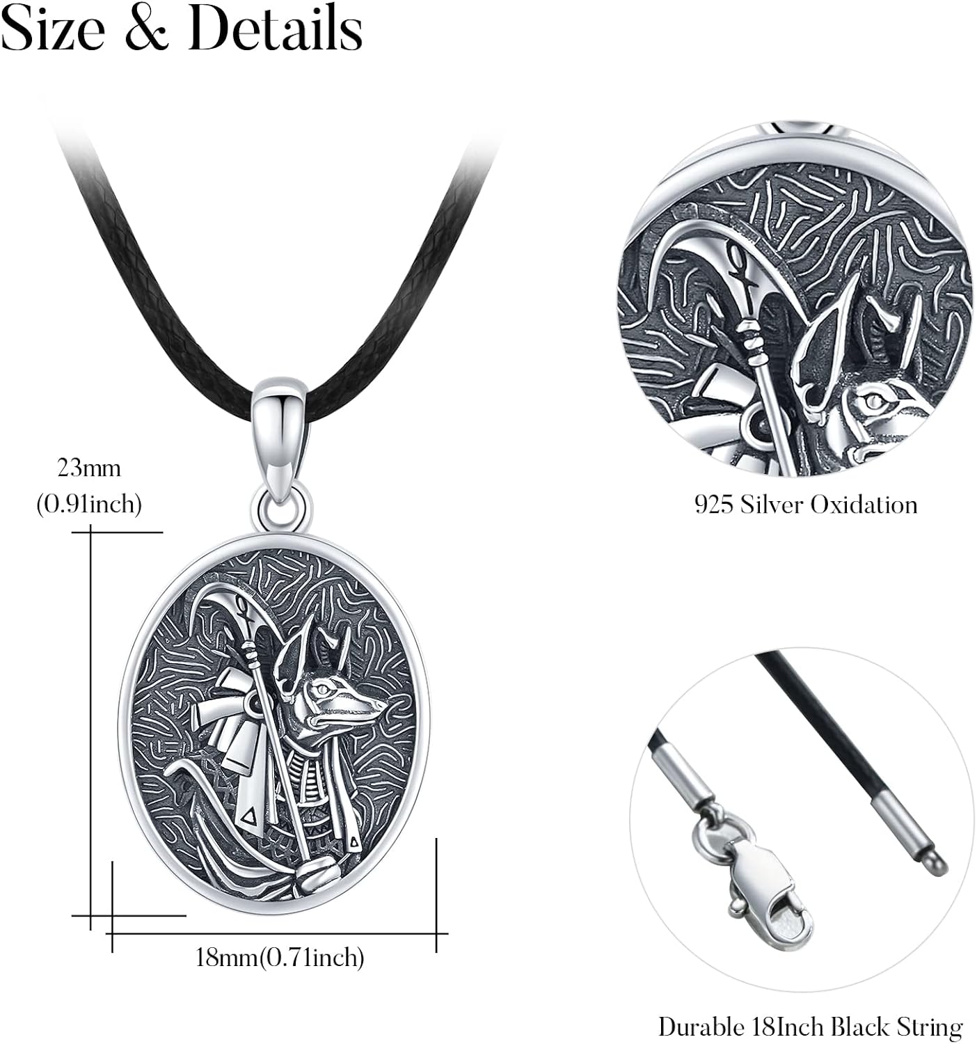 Miniatura 5 de OHAYOO Collar egipcio, collar con colgante de Anubis de plata de ley 925, joyería egipcia regalo para mujeres, Plata esterlina, plata de ley