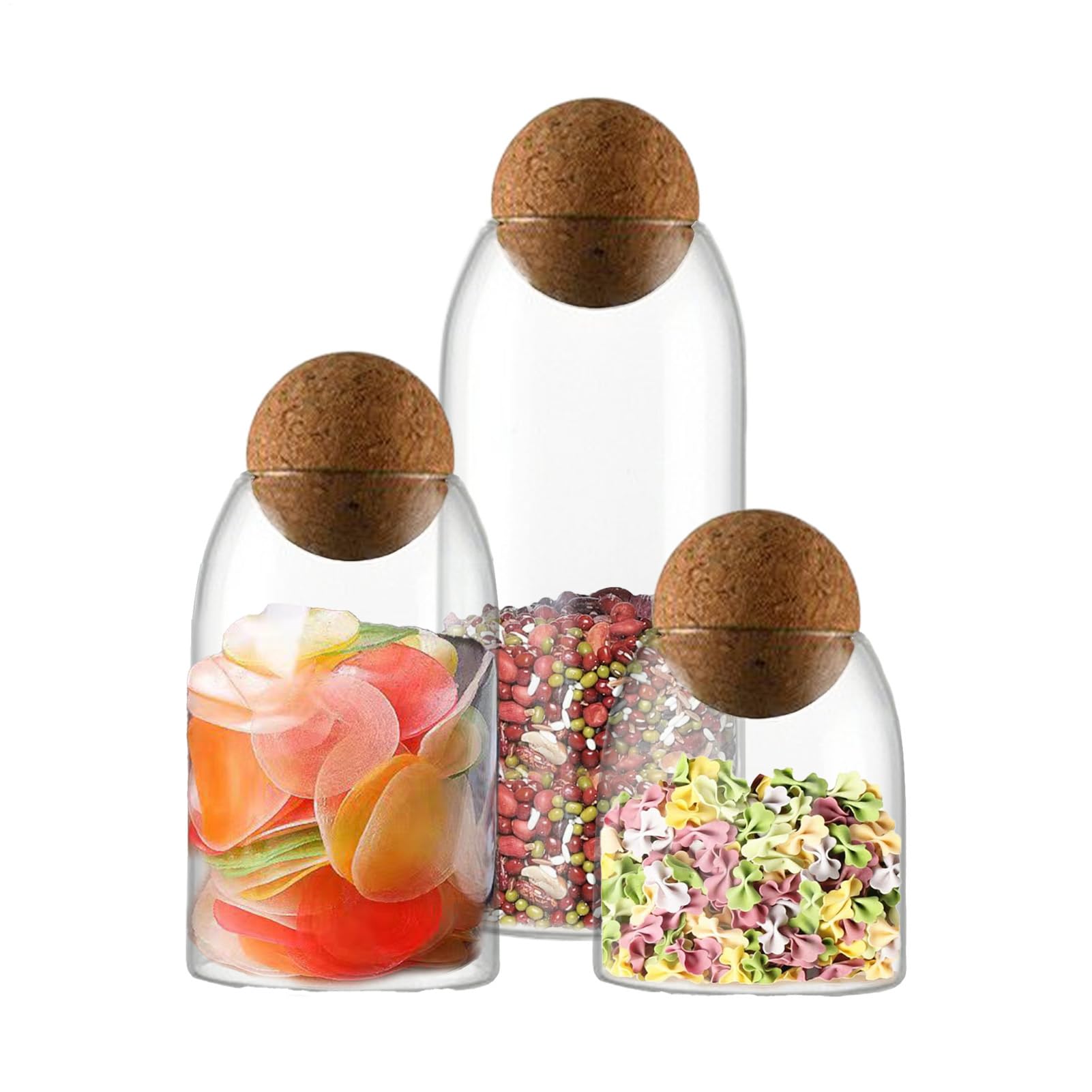 Generico Barattoli Di Vetro Con Coperchi Set da 3 in vetro trasparente