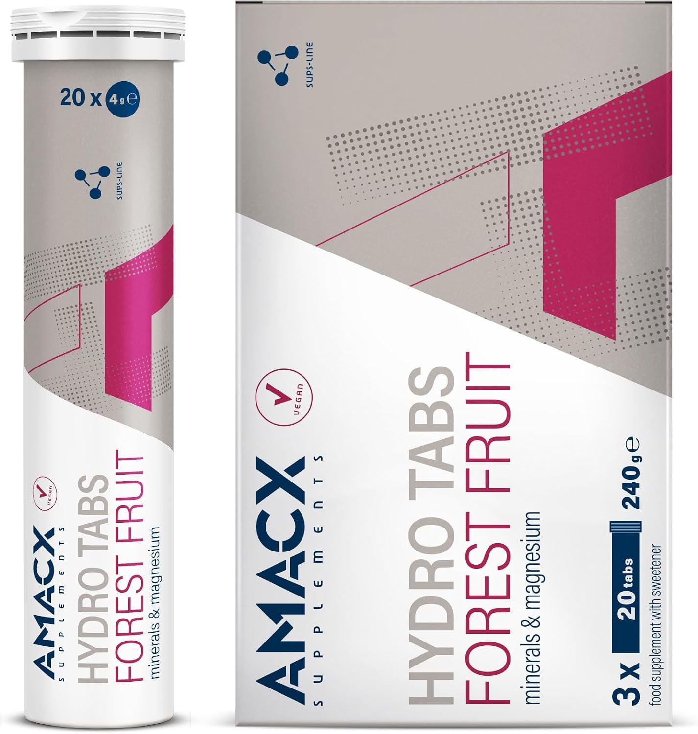 AMACX Hydro Tabs, Elektrolyte ohne Zucker Tabletten mit Vitamin C, 6 x 20 Magnesium Brausetabletten, Hydration für Sportler, Elektrolyte Sport, Recovery Drink für Mineralienhaushalt