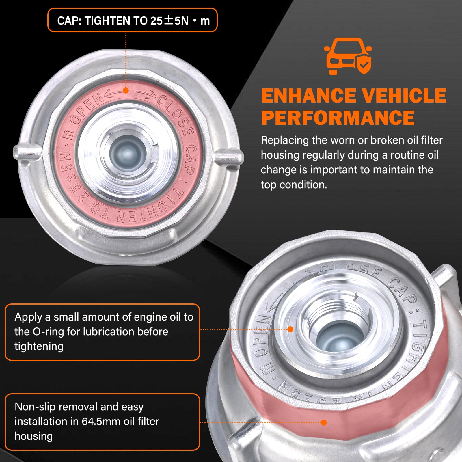 Korek obudowy filtra oleju z korkiem oleju do 2005-2019 Toyota RAV4 4Runner Tundra Fj Cruiser Venza Avalon Sienna Camry Highlander RX350 - zamiennik 15620-31060, 1562031060, 15643-31050, 15643311 050