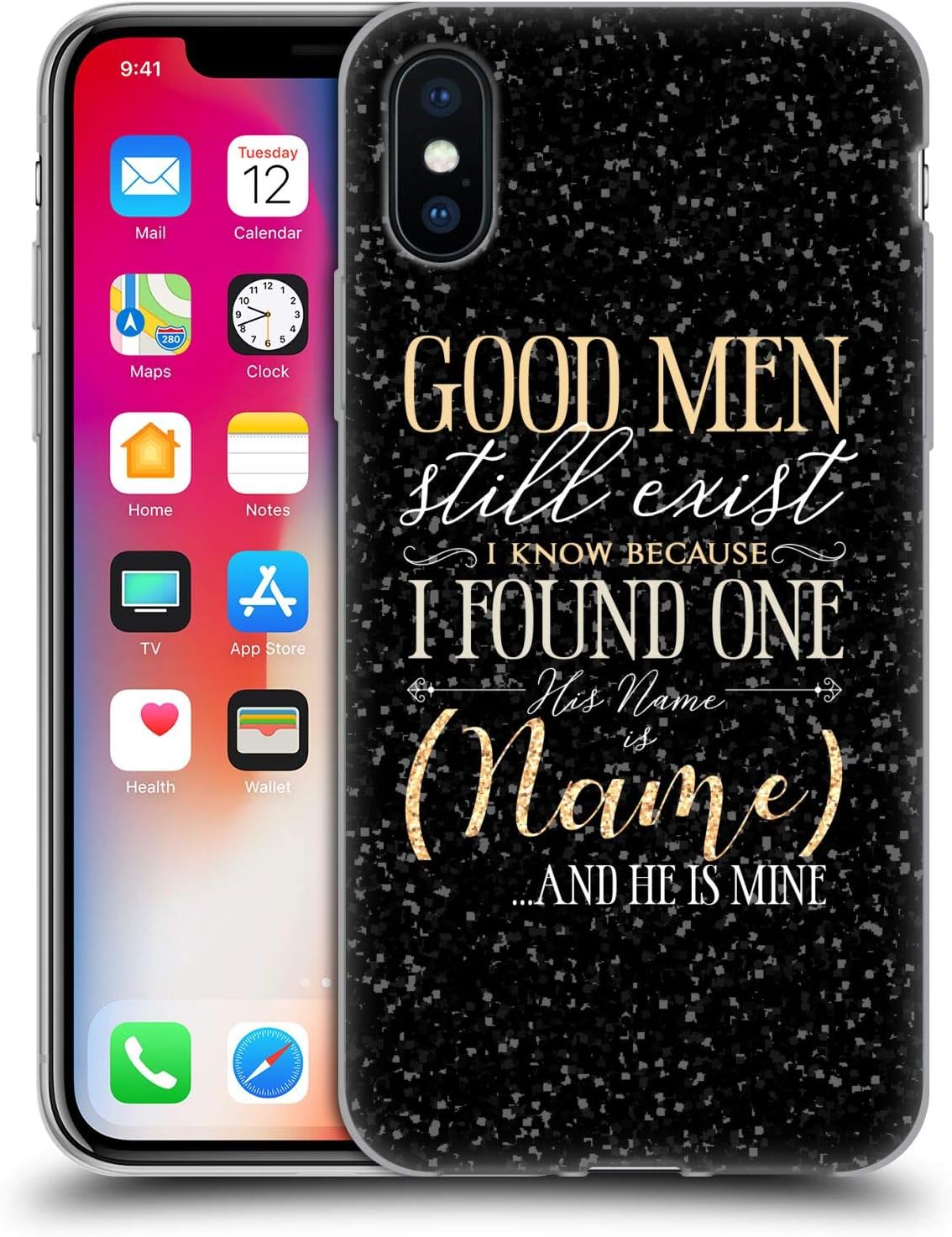 Custom Customized Personalized Name Quotes Boyfriend Or Husband Gel Case [Military Grade Protection] Compatible with Apple iPhone X/iPhone Xs