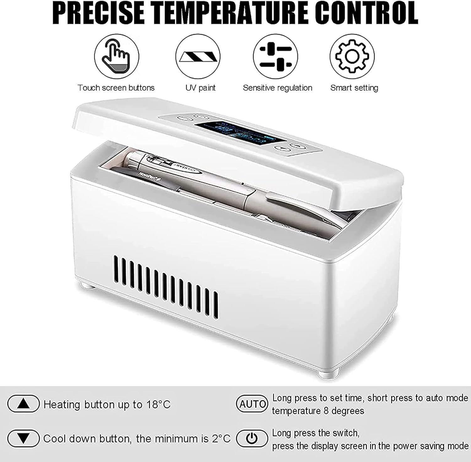 Mini Fridge Medicine Refrigerator And Insulin Cooler, Rechargeable Lcd Display 2-8℃,Car Insulin Cooler Medicine Fridge with Battery, Medical Cooler Case for Outdoor Travel