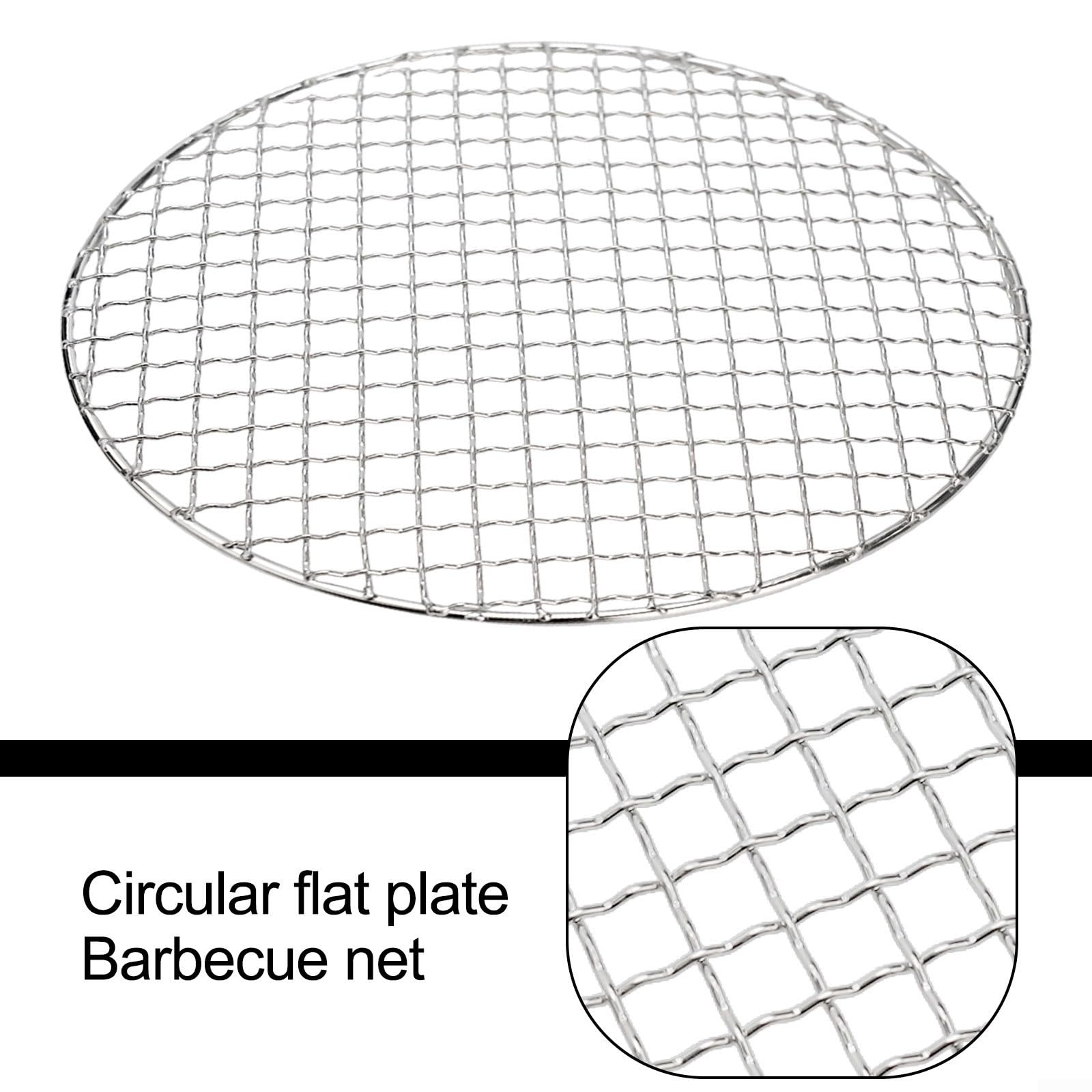 Grille ronde en acier inoxydable pour barbecue - Grille de cuisson en maille pour barbecue à charbon de bois - 25 cm