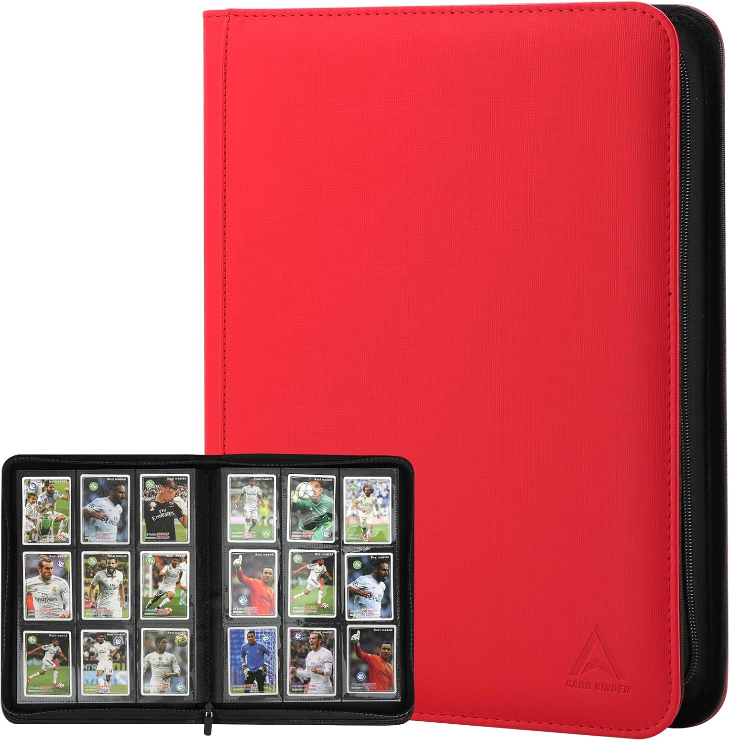 9 Pocket Trading Card Binder 540 Capacity with Zip Closure - Premium Double Sided PU Leather Card Protector, Hold & Organize Cards for TCG, MTG, Sports Cards (Black)