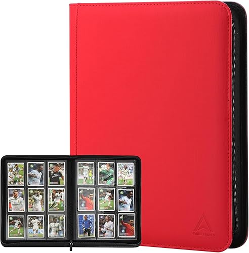 Miniatura 7 de Carpeta de 9 bolsillos para tarjetas intercambiables, capacidad 540 con cierre de cremallera, protector de tarjetas de piel sintética de doble cara,