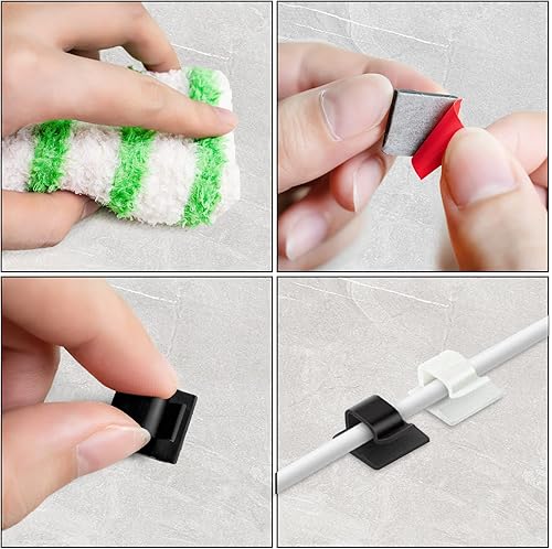 Miniatura 3 de 150 clips para cables, cintas adhesivas autofuertes para gestión de cables, clips organizadores de cables, ganchos para pared, escritorio,