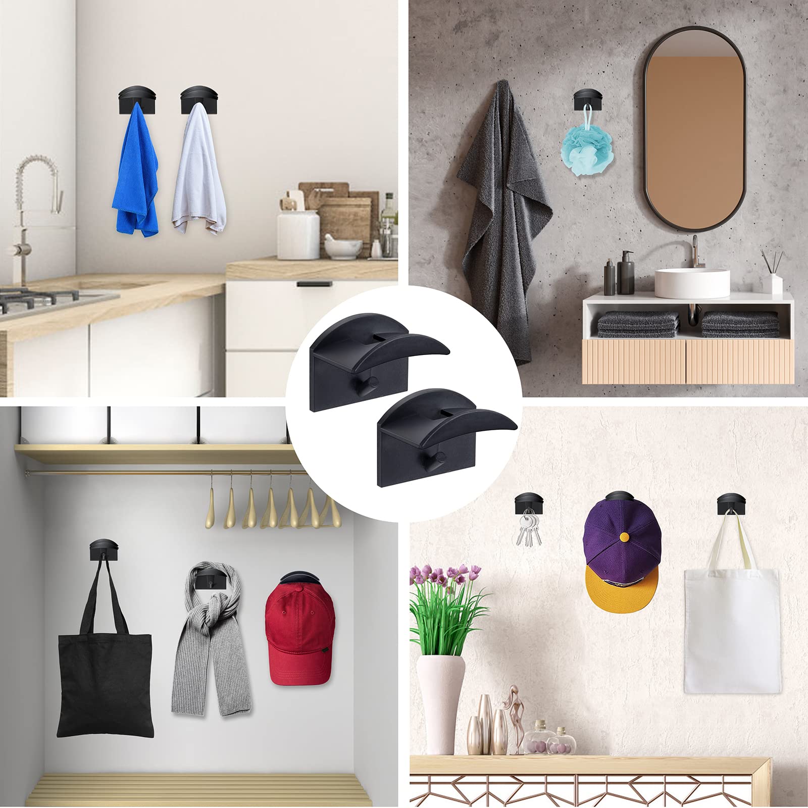 Ganci per Cappelli da Parete Senza Perforazione 12 Pezzi Ganci Appendi Cappello per Berretti da Baseball Organizzatore di Cappelli per Porta Armadio Camera da Letto