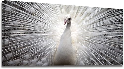 Miniatura 97 de Looife Lienzo decorativo para pared de pavo real, 16 x 32 pulgadas, pájaros verde azulado con flores, decoración de pared para decoración de DW148