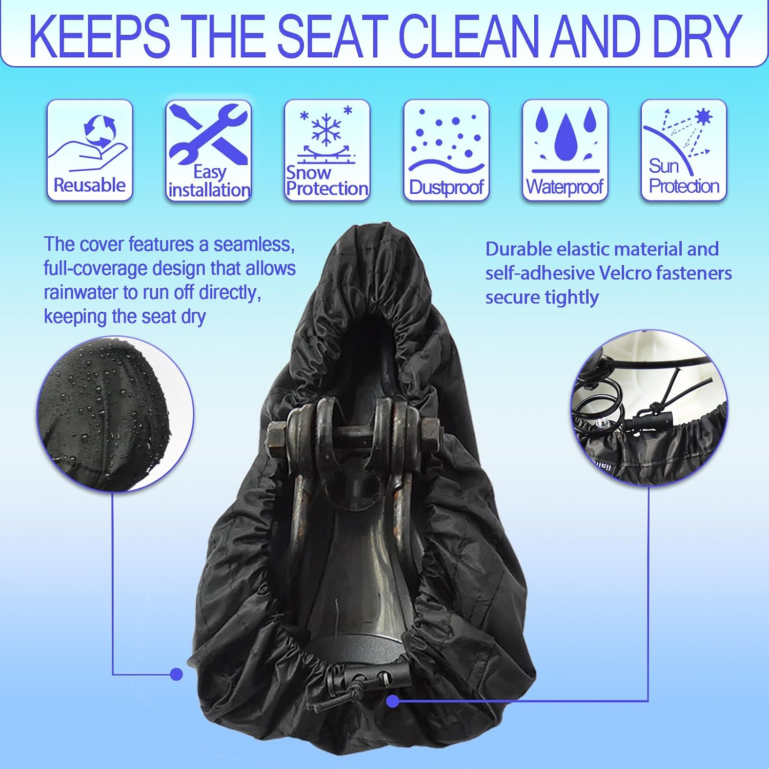 Waterproof Bicycle Seat Covers Dustproof Rainproof UV-Resistant and Windproof Easy to Install and Clean Reusable Suitable for Men’s and Women’s Mountain Bike and Narrow Seats(2pcs Black) image 2