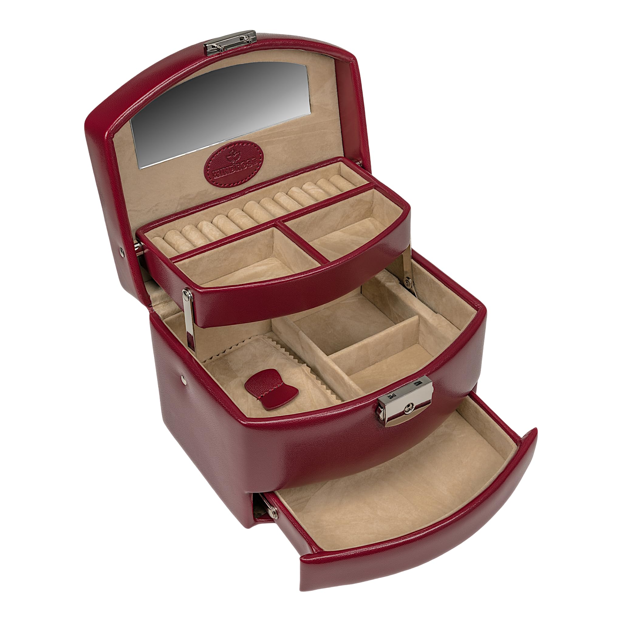 WINDROSE Merino Moda Jewellery Box Automatic Red