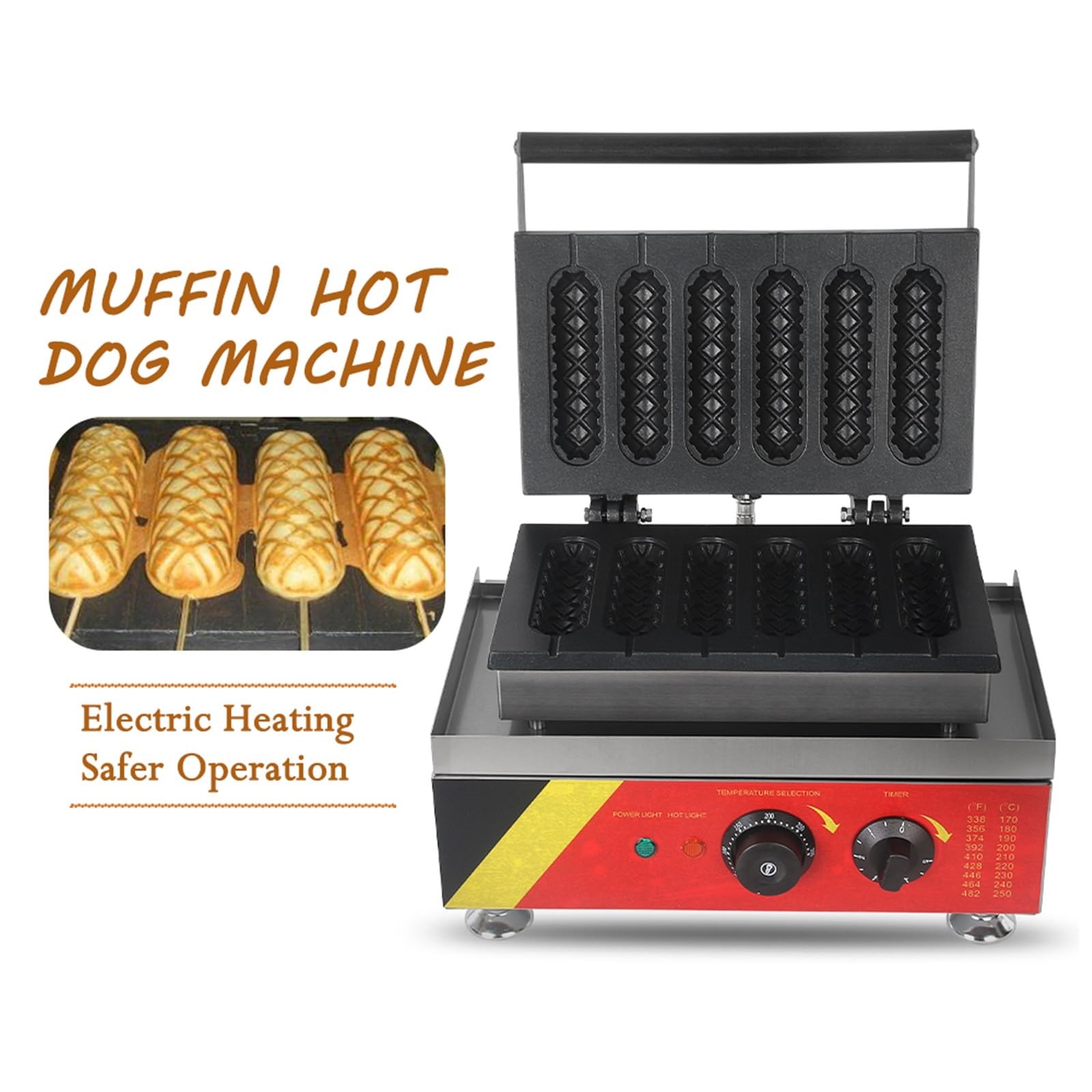 Frytkownice, Gofrownica do hot dogów Muffin 1500W elektryczna nieprzywierająca maszyna robienia kiełbasek francuskich Lolly chrupiąca kukurydza Hot Dog gofrownica