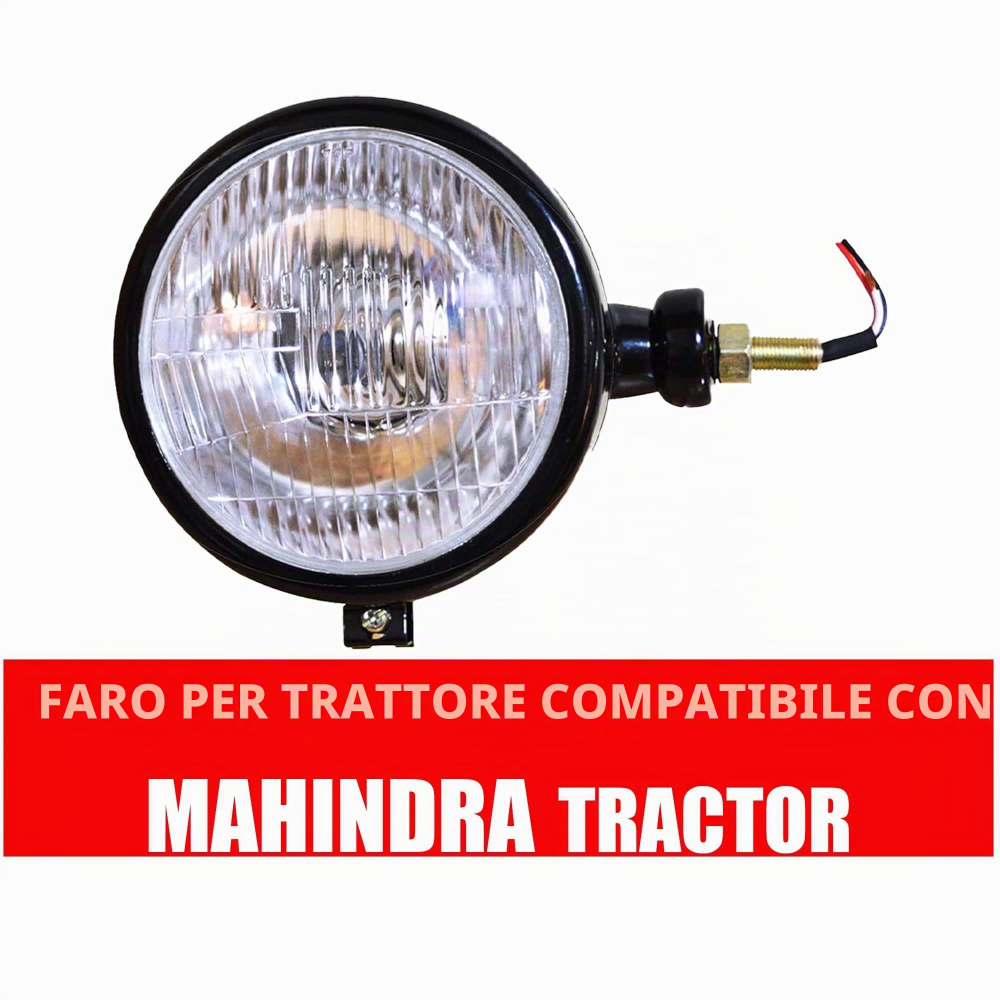 Gruppi fari neri Luci frontali con lampadine 12v Sostituzione per trattore Mahindra 275 575 485 475 Etc (nero) (12 Volt)