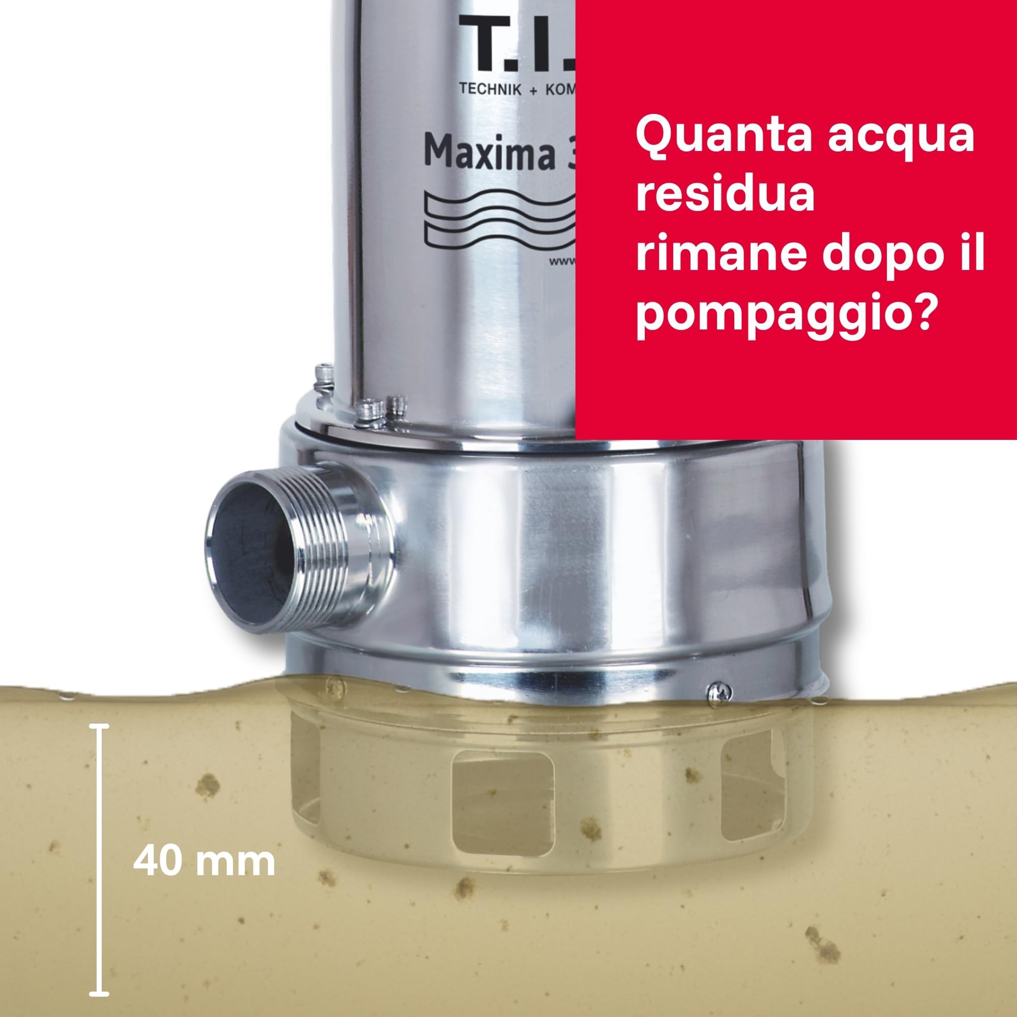T.I.P. 30116 Maxima 300 IX Pompa sommersa per acque reflue in acciaio inox, fino a 18.000 l/h di portata