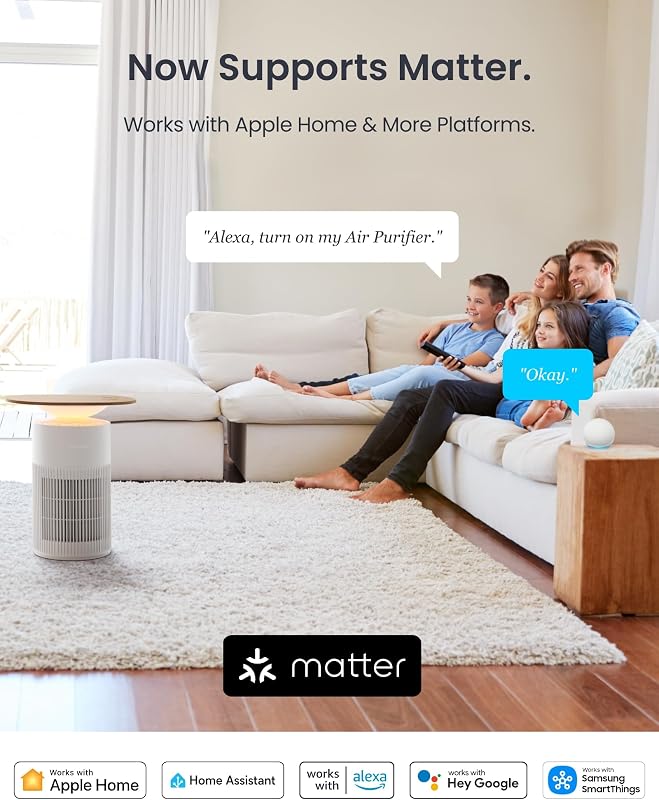 SwitchBot Air Purifier for Home Large Room, Matter, Up to 3620 ft², Air Purifier for Wildfire Smoke, Pets, Odors, 20dB, Washable Pre-filter, Pet Mode, RGB Light, Work with Alexa, HomeKit, Google Home image 2