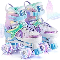 Patins 4 Rodas Roller Ajustavel Lindo Criança, Infantil patins para iniciantes, Com rodas iluminadas