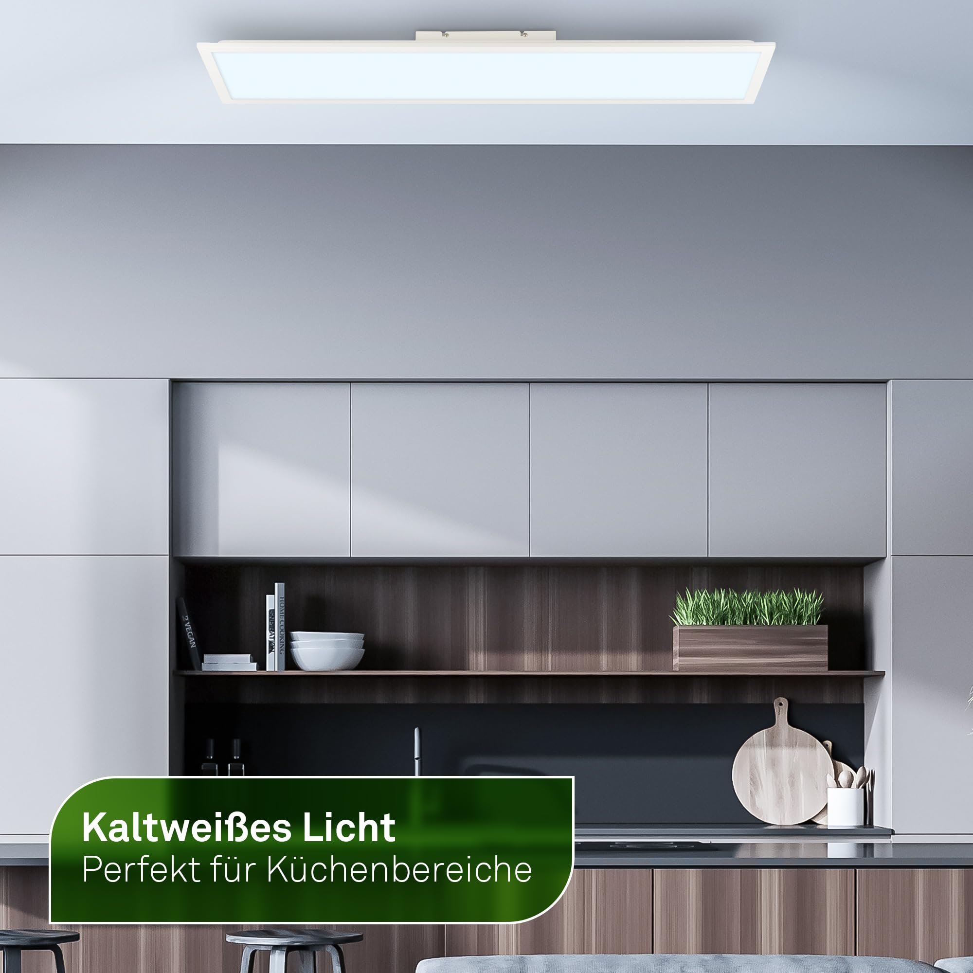 BRILONER - LED Panel mit EEK A Lichtquelle, 12,6W, 2860lm, Fernbedienung, dimmbar, CCT warmweiß bis kaltweiß, LED Lampe, Deckenleuchte, Wohnzimmerlampe, Deckenlampe, Flurlampe, 100x25x6 cm, Weiß
