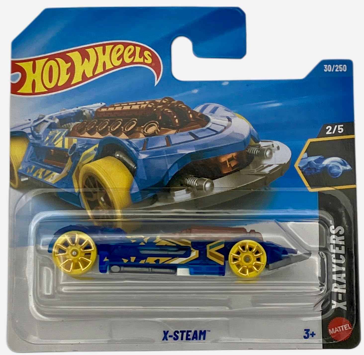 Hot Wheels - X-Steam - X-Raycers 2/5 - JJJ01 - Short Card - Blue - Futuristic Fantasy Racer with Visible Motor - Mattel 2026-1:64