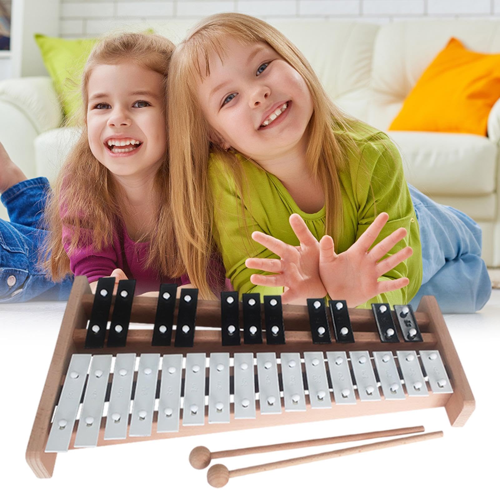 Générique Xylophone Professionnel | Instrument Glockenspiel Petit et Portable, Instrument Glockenspiel éducatif à 27 Notes, améliore la Coordination œil-Main